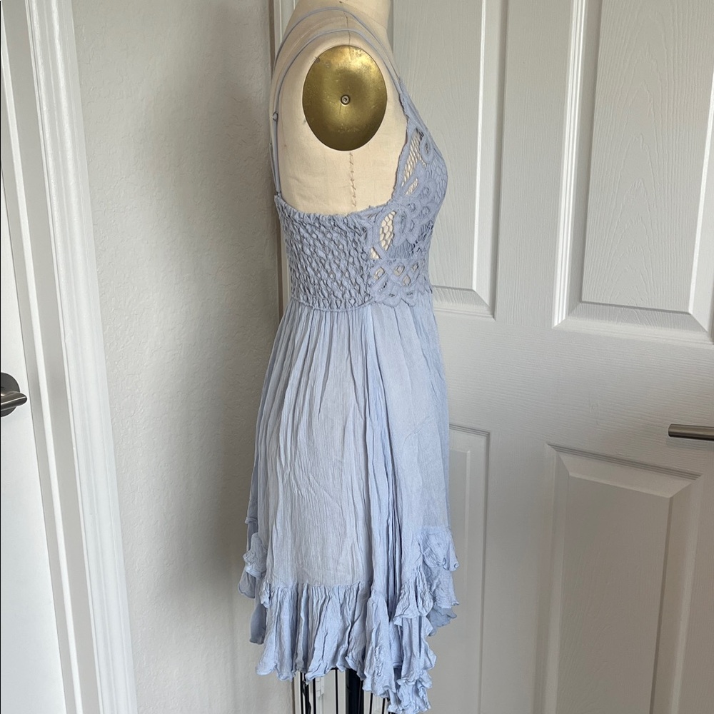 Free People Lace Trim Light blue Mini Dress - Picture 5 of 12